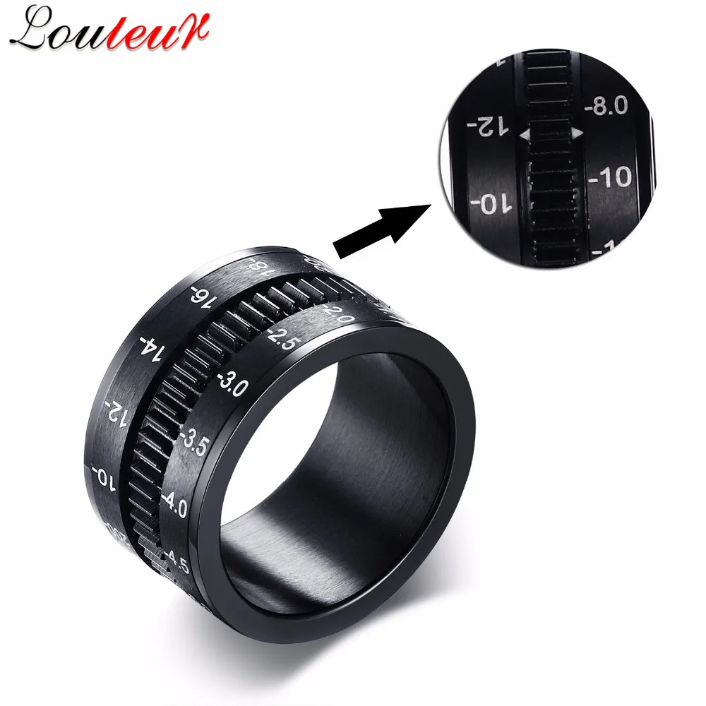 LOULEUR Unique Men Ring Black Stainless Steel SLR