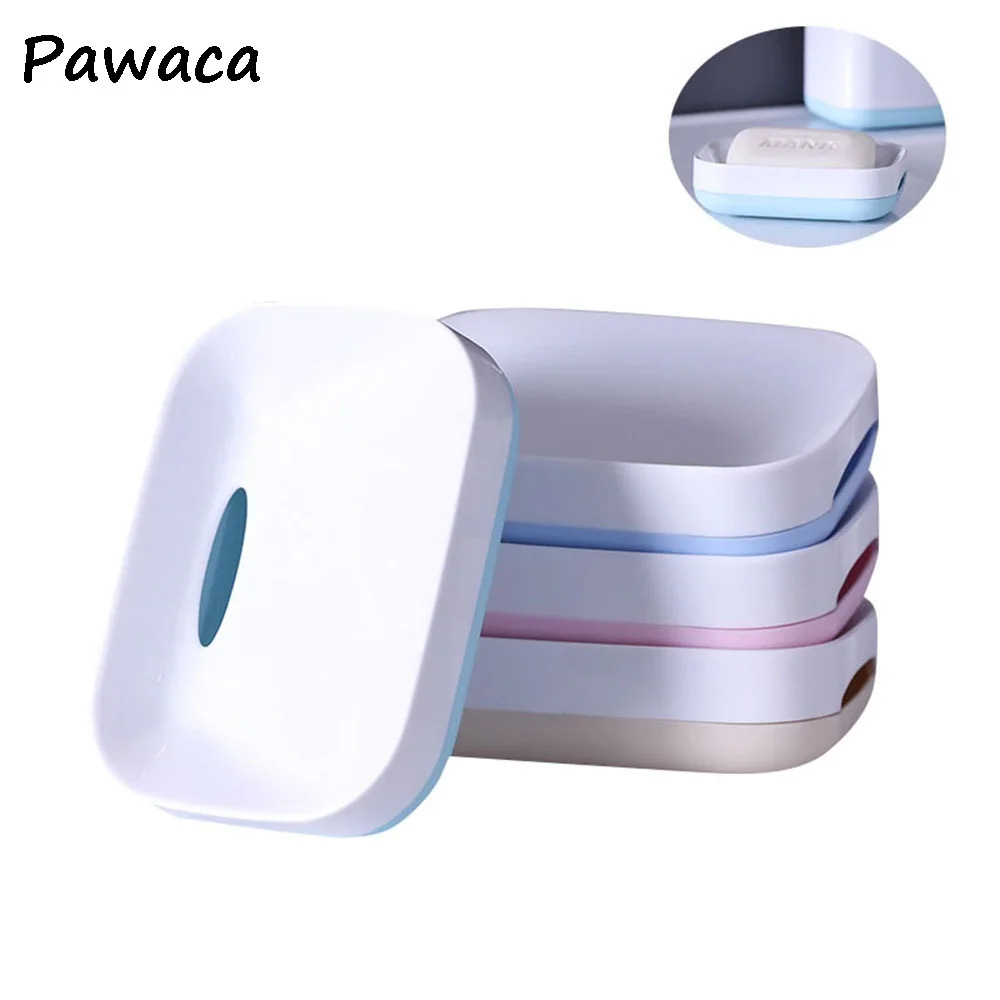 

Double Layered Personalized Drain Bathroom Soap Box Creative Plastic Travel Convenient Soap No Punching Rack