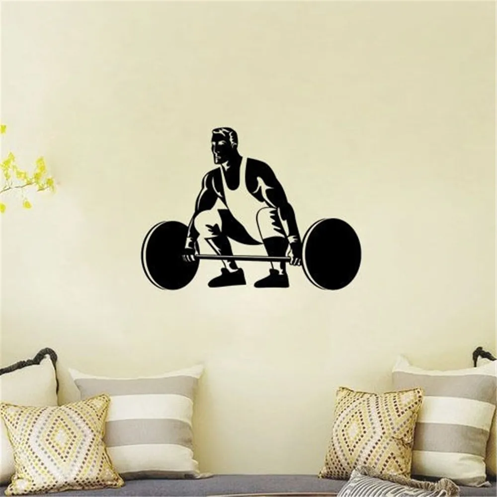 Hot Selling Gym Fitness Wall Sticker Sport Man Weightlifting Art Wall