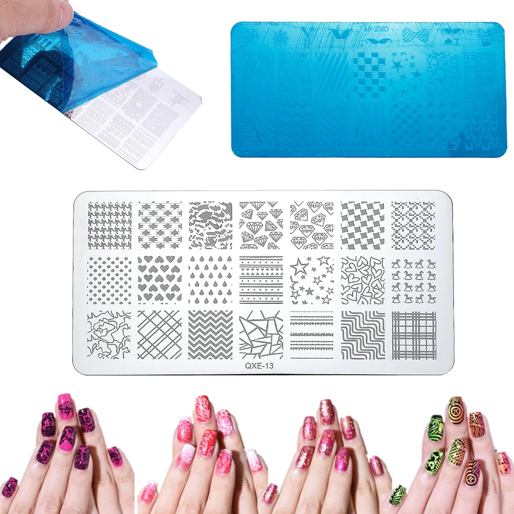

ELECOOL 1pc Mixed Design Nail Art Stamping Plate Image Transfer Print Printing Template UV Gel Stainless Steel Manicure Tool