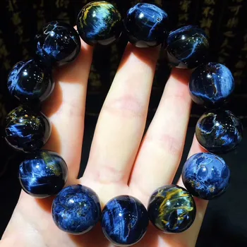 

Genuine Natural Blue Pietersite Gemstone Round Big Beads Bracelet Stretch Necklace Pietersite Bangle From Namibia 18mm AAAAAA