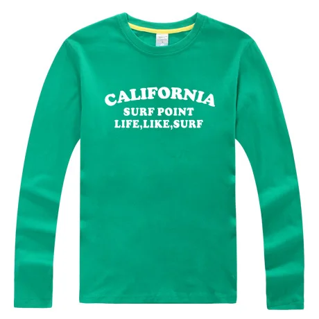 Футболка с надписью «california», осенняя длинная футболка, футболка с надписью «Point life», праздничная одежда, светится в темноте, наивысшего качества, S-XXXXXXL - Цвет: grass green