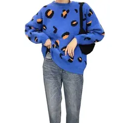 2019 Весна новое поступление женский желтый Леопардовый джемпер свитер пуловер Топы Горячая распродажа Женские теплые короткие свитера