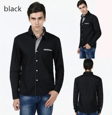 15 цветов модные мужские повседневные облегающие повседневные рубашки с длинными рукавами осенне-зимняя верхняя одежда больших размеров S-XXXXL - Цвет: Черный