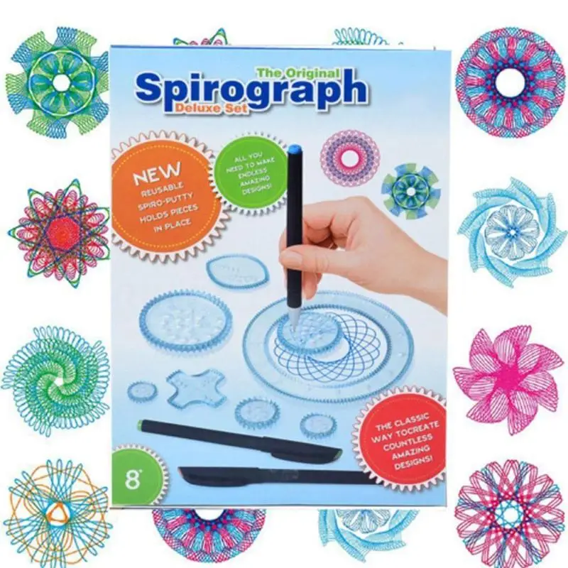 Spirograph Drawing Toys Set Kids Spiral Designs Interlocking Gears