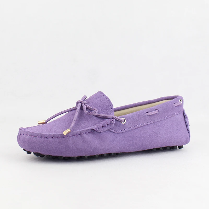 Женская обувь высокого качества из натуральной кожи; женская обувь на плоской подошве; повседневные лоферы; женская обувь; мокасины на плоской подошве; женская обувь для вождения - Цвет: Purple