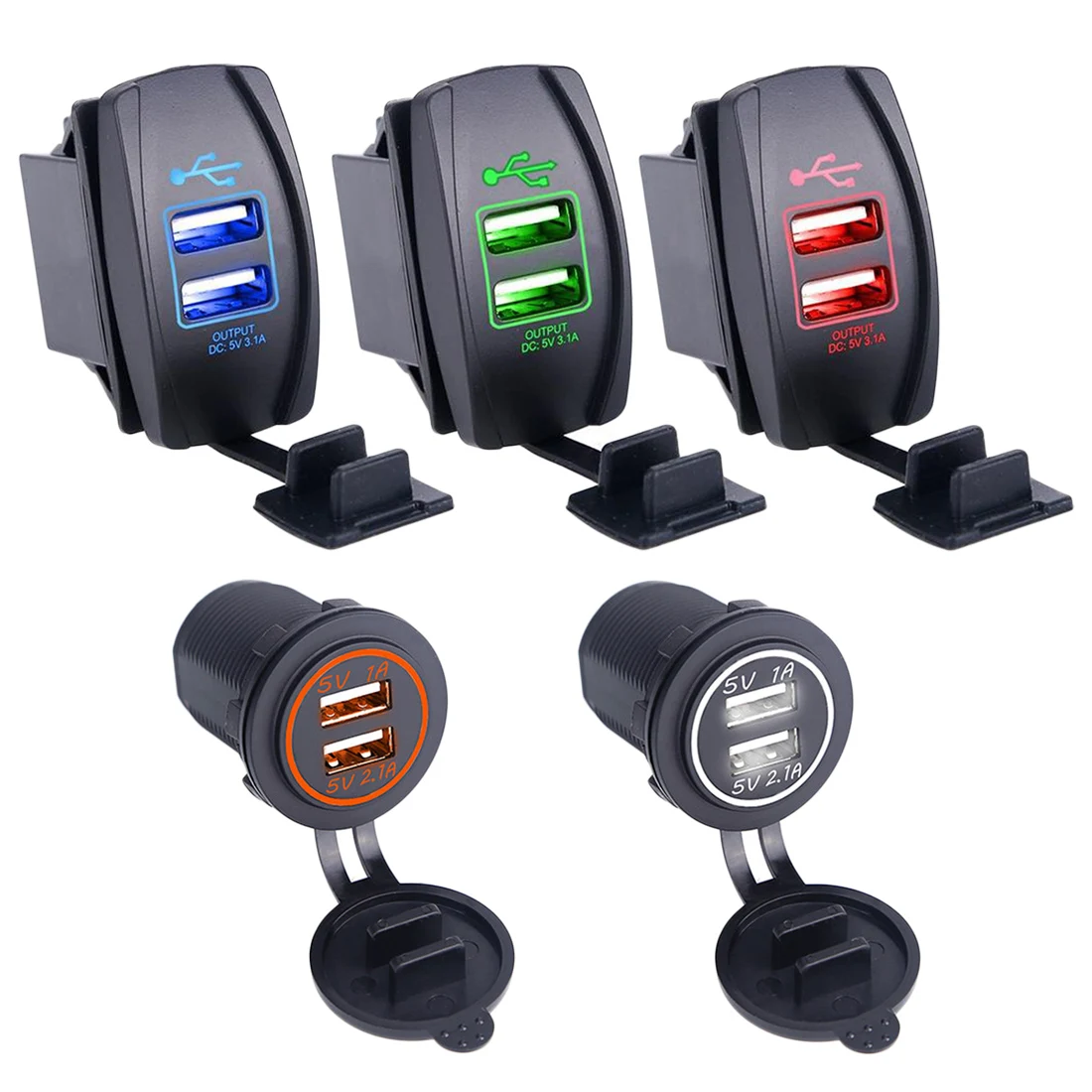 Buy Waterproof Car Dual USB Socket Car Charger Power Adapter 3.1A 5V Output 12