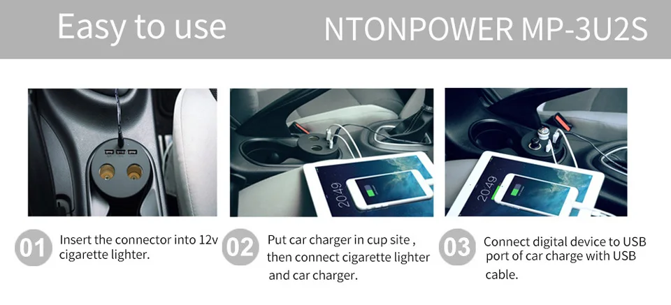 NTONPOWER MP 12V Выход USB Автомобильное зарядное устройство адаптер прикуривателя быстрое зарядное устройство для смартфонов/планшетов многофункциональная док-станция