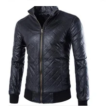 Мужская клетчатая прошитая в европейском стиле куртка мотоциклетная куртка из искусственной кожи коричневого и черного цвета Мужская куртка с воротником из искусственной кожи#651595