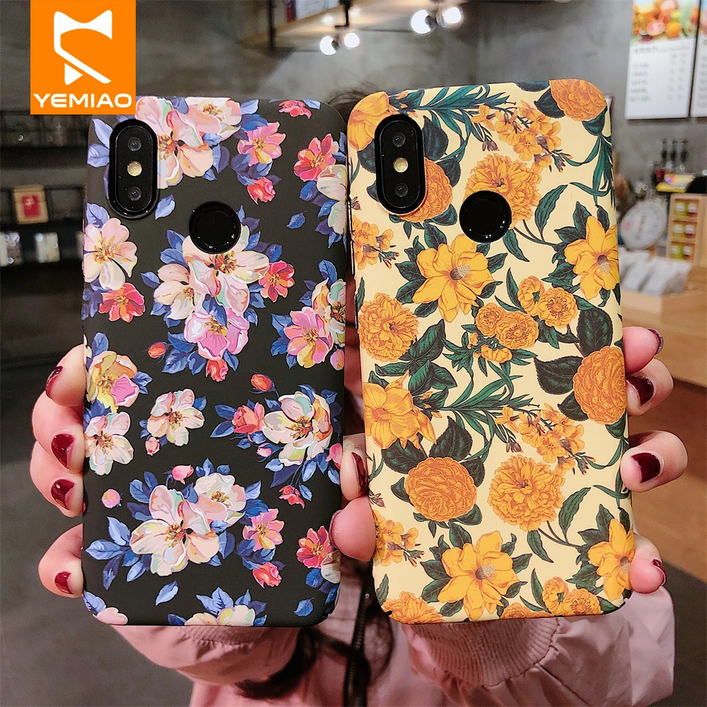 Светящийся чехол для Redmi Note 5 6 Pro 7 твердый пластиковый роскошный с цветочным