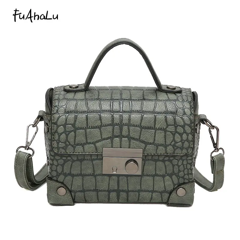 

FuAhaLu spring new stone pattern lock handbag fashion shoulder Messenger Messenger small square bag