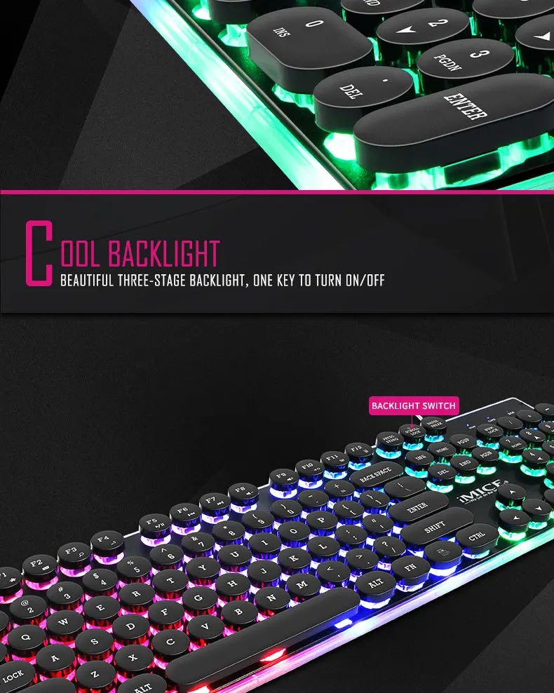 IMiCE AK-700, проводная игровая клавиатура, 104 клавиш, светодиодный, с подсветкой, USB, водонепроницаемая, механическая, Паровая, панк, клавиатура для ноутбука, геймера