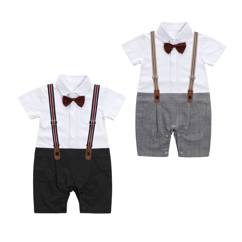

Baby Rompers Summer Baby Boy Clothing Sets Roupa Bebes Gentleman Newborn Baby Clothes Short Sleeve Infant Boys Jumpsuits