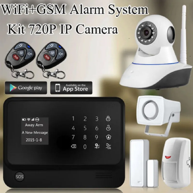 Android IOS APP G90B Wifi GSM GPRS Home Alarm System with font b Camera b font