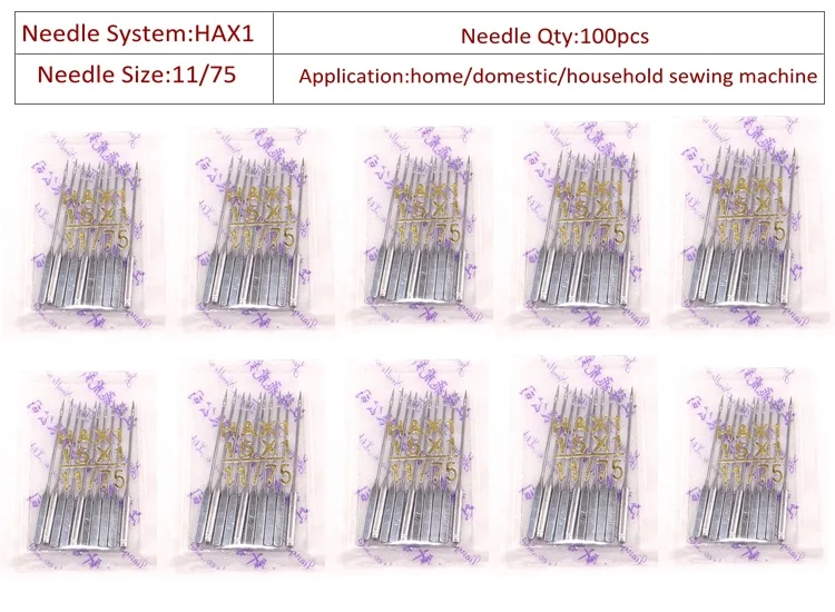 100 шт. швейные иглы игольчатые булавки Размер 75/11 HAX1 705H 130R 130/705H 15x1hдля бытовой машины Bernina Toyota Janome певец Юки