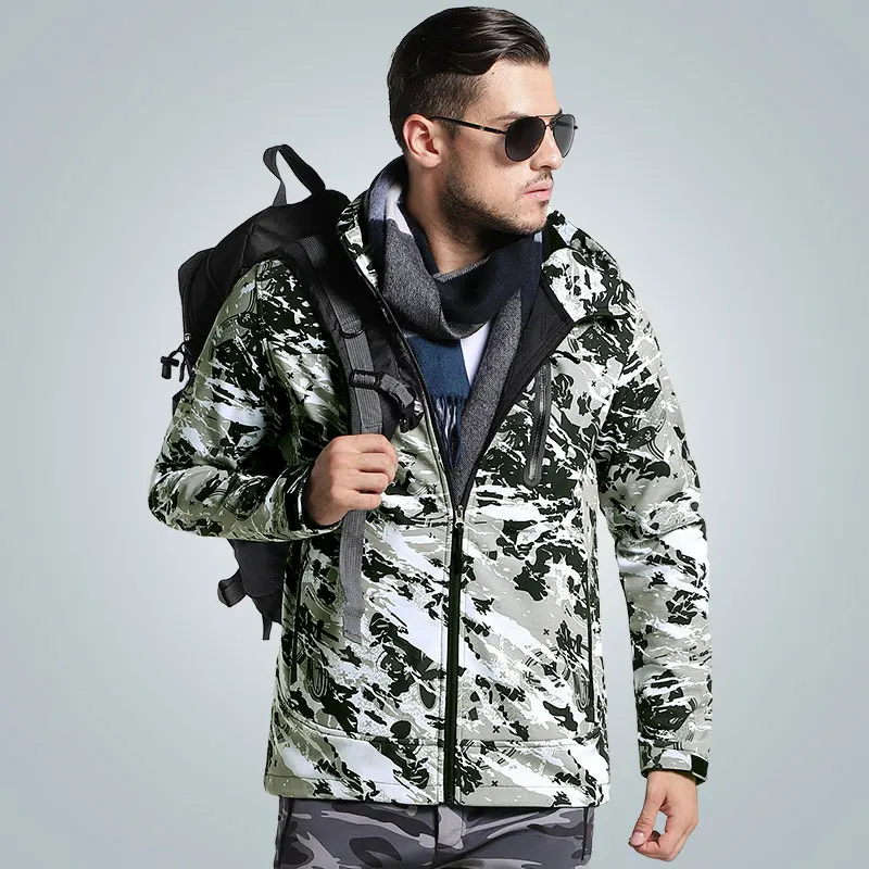 Мужская ветрозащитная Водонепроницаемая дышащая теплая флисовая куртка охота на открытом воздухе Кемпинг Пешие Прогулки Треккинг горная куртка - Цвет: Army Green