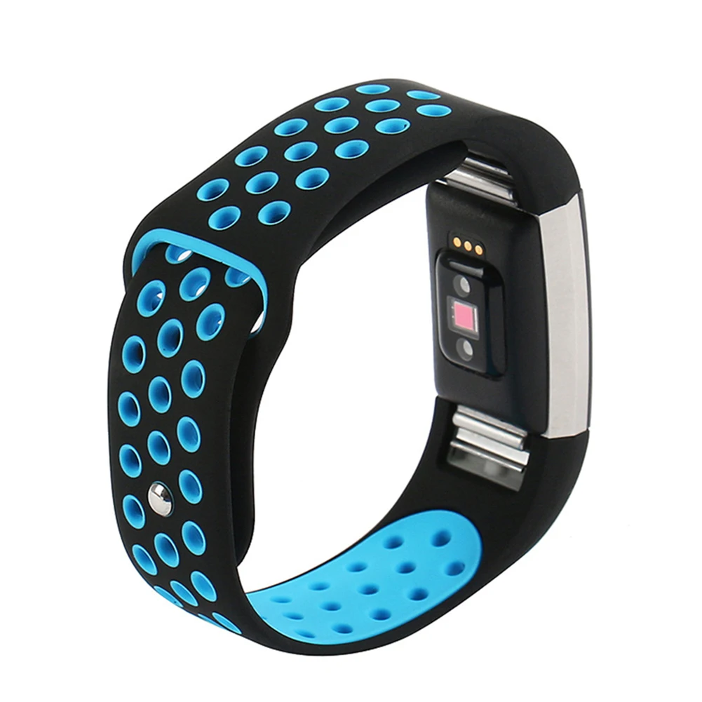 

Colorful Double color Sports Watch Band Strap Silicone Bracelet Smart Wristband for Fitbit Charge 2