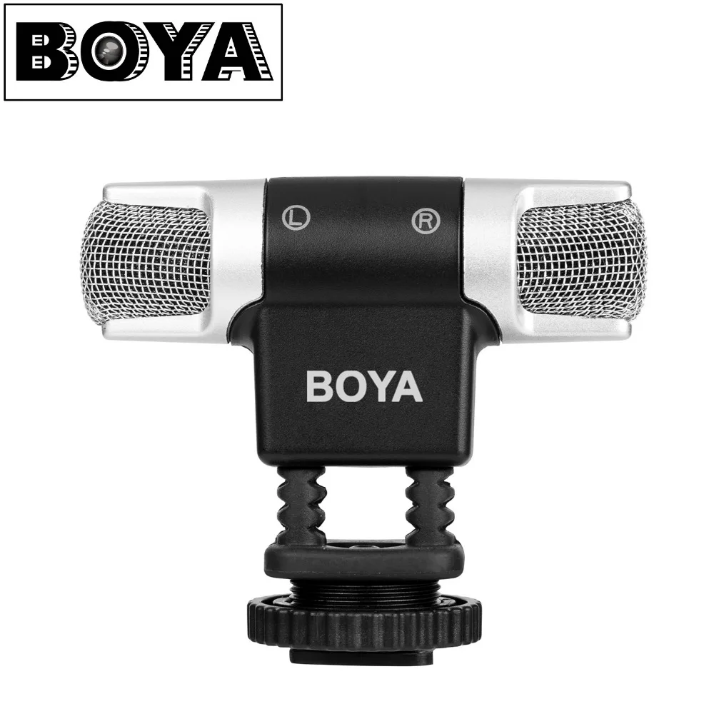 BOYA BY MM3 Dual Head Stereo Recording Condenser Microphone for iPhone 8 Android Smartphone DSLR Camera