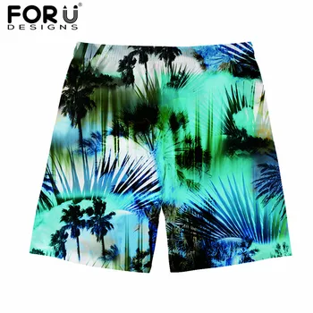 

FORUDESIGNS Summer Tropical Forest Men's Beach Short Hawaiian Trunks Board Shorts Man Quick Dry Boardshorts Male