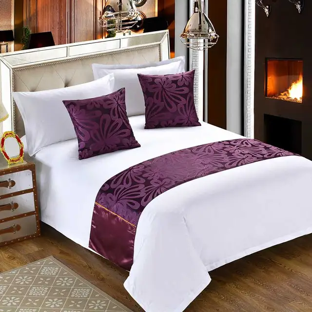 Cilected 1pc Luxury Bed Runner For Foot of Bed Cotton Floral Bed Runner