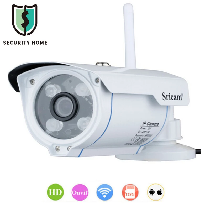 

Sricam 720P HD IP Camera WIFI 2.4 P2P for Smartphone Waterproof Vandalproof Support 128G SD TF Card 15m IR Outdoor Web Cam