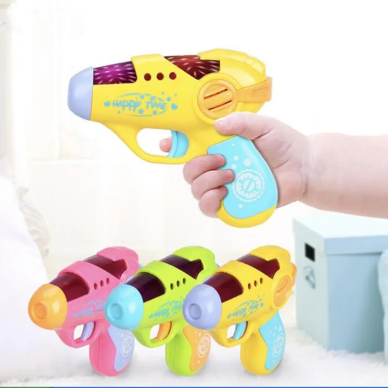 baby electric pistol plastic gun light green/yellow/pink light and