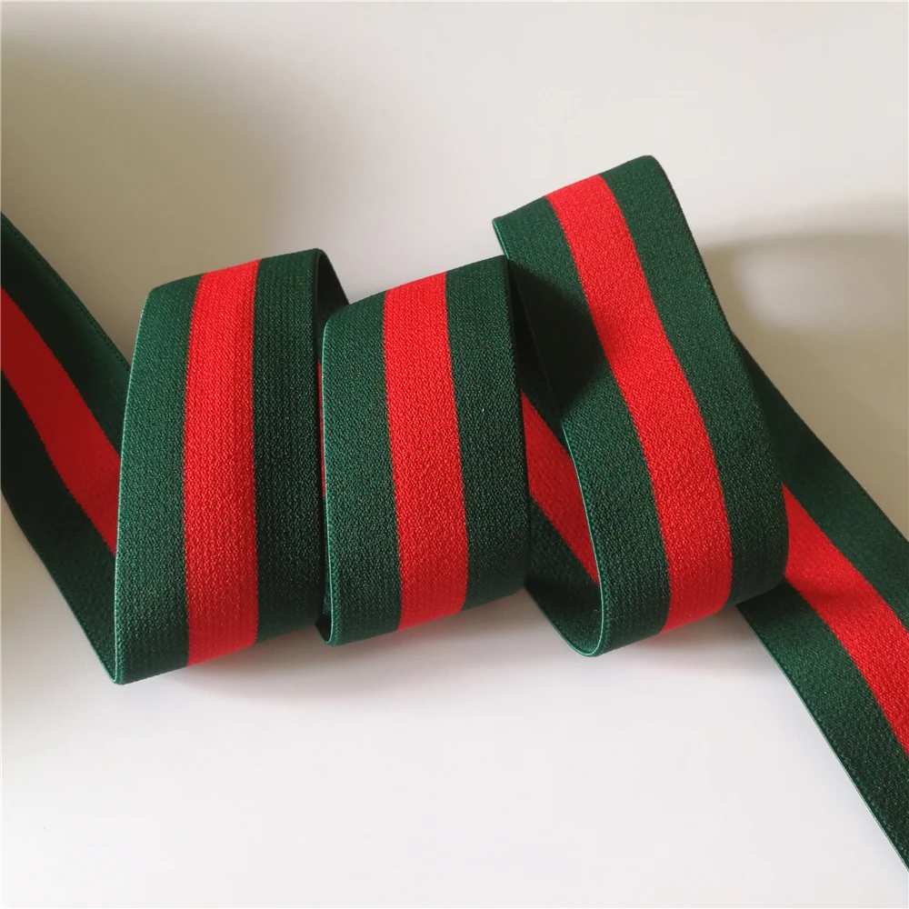 

Free Shipping 2.5-4cm wide Green Red Stripe Elastic Band 5M/lot for Underwear Nylon Elastic Bands DIY garment accessories