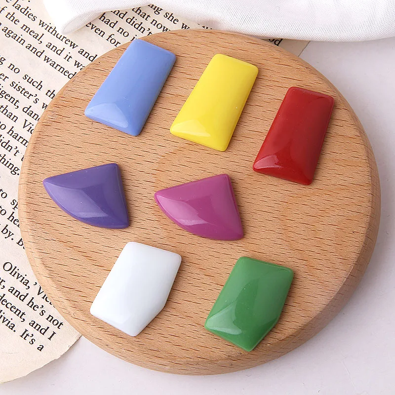

Spring style 50pcs/lot geometry irregular Fan trapezoidal polygon shape flatback resin beads for jewelry earring accessory
