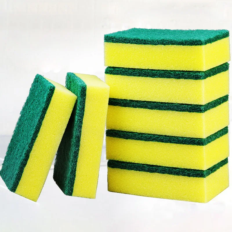 

5PCS/Lot High-Density Yellow Cleaning Sponge Wipe Rust Decontamination Dishwashing Brush Pot Scouring Pad Kitchen Tools