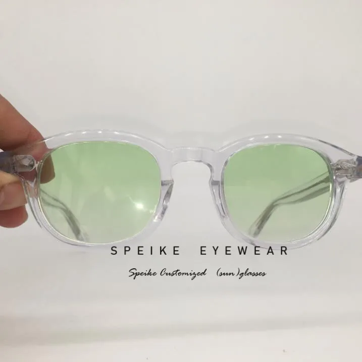 Crystal frame SPEIKE по индивидуальному заказу, высокое качество, градиентной зеленой солнцезащитные очки» Джонни Деппом Lemtosh Стиль очки можно носить близорукости очки 44/46/49 мм - Цвет линз: Crystal frame