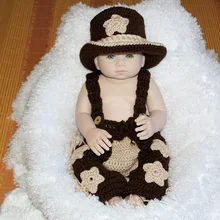 Вязаная крючком Детская ковбойская шляпа, новорожденный ковбойский стиль шляпа, брюки, пеленки, комплекты, для фотографий новорожденных Размер: 0-1 м, 3-4 м
