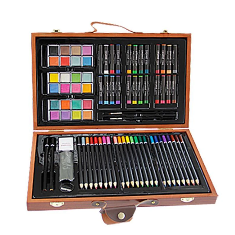 84-pieces-children-painting-set-drawing-tool-brush-elementary-water-color-pen-art-markers-learning-supplies-drawing-wood-box-set