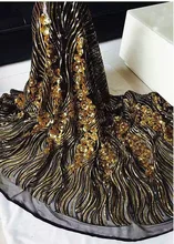 AFL-1!black+gold!wholesale African net lace with sequinstop quality French lace fabricfashionable net lace for party dress
