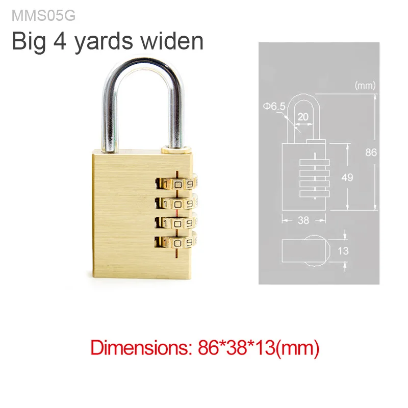 Высококачественный медный замок с шифром, сумки, секретный код, пароль, замки для спортзала, для путешествий, для улицы, палатка, ящик для шкафа, металлический замок - Цвет: MMS05G