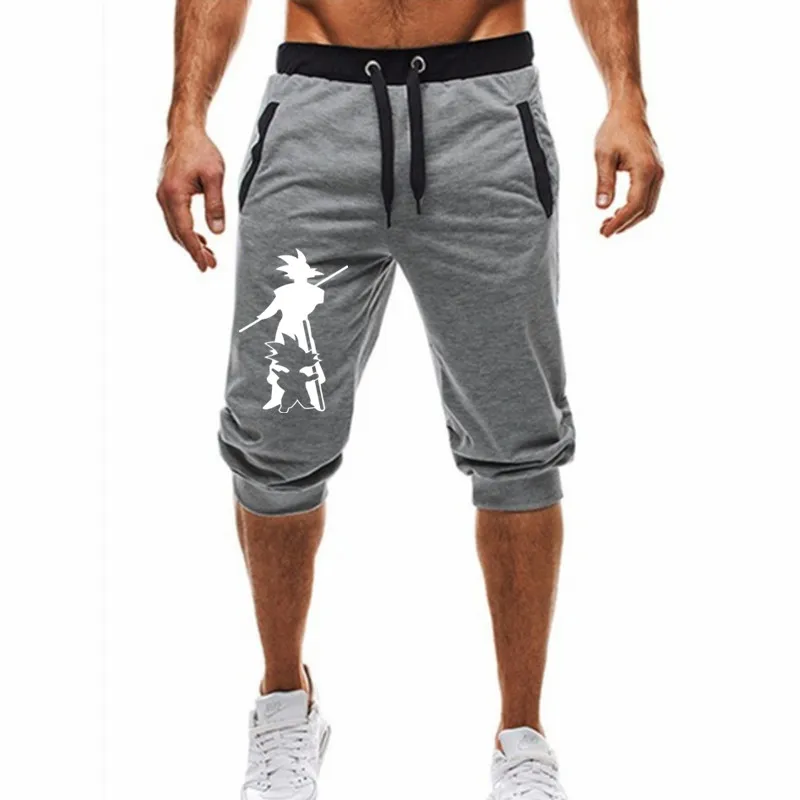 Лидер продаж, новые летние мужские Шорты повседневные шорты модные спортивные штаны с принтом Dragon Ball Goku для фитнеса, шорты для бега - Цвет: 11  gray