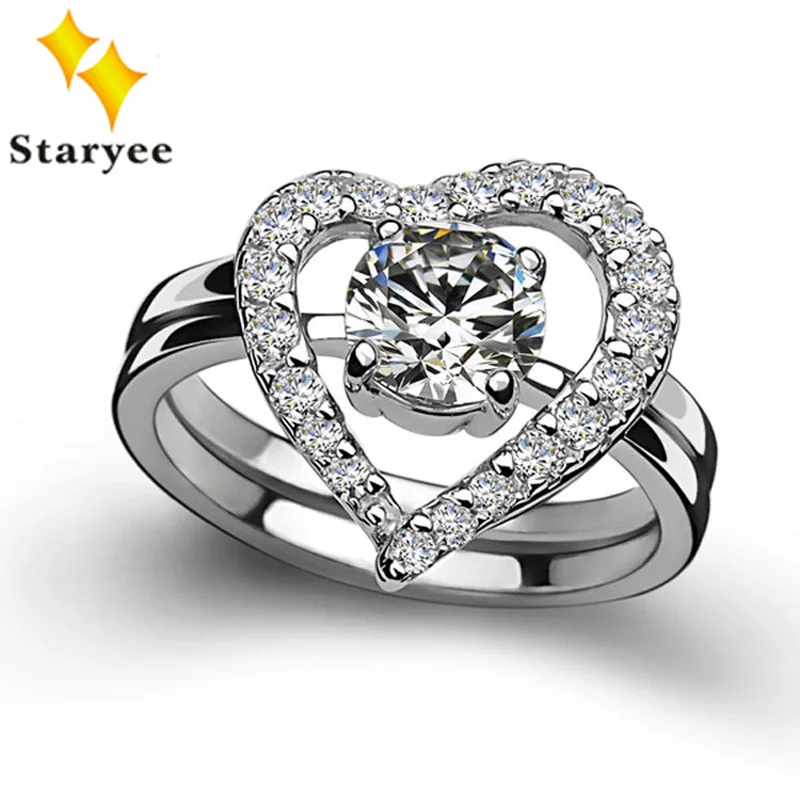 Moissanite Engagement Ring Set for Women Perfect Matching Genuine 14K Solid White Gold 0.8 Carat Heart Shape Your Lover | Украшения и