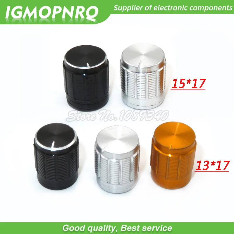 

10PCS aluminum alloy 13*17mm 15*17mm potentiometer 13*17 15*17 knob rotation switch volume control knob black silvery gold
