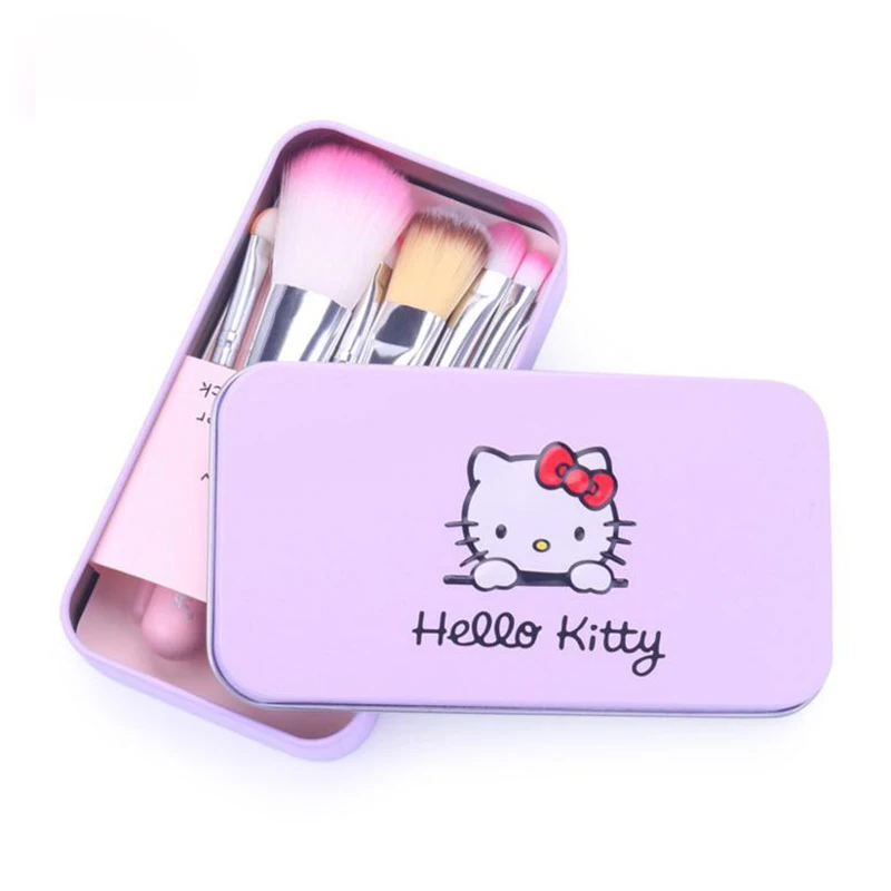 HOT 7pcs/set Mini Makeup Brushes Set Black/Pink Hello Kitty Make up