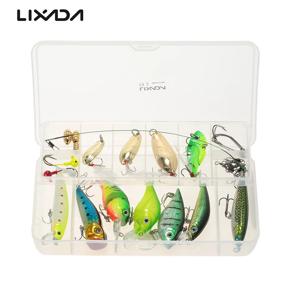 Lixada 29PCS Double Layer Fishing Lure Kit Set Baits Tackle Box Hard