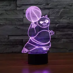 Кунг фу панда новый красочный 3D свет сенсорный выключатель светодио дный led акриловые визуальная Иллюзия лампа ночник