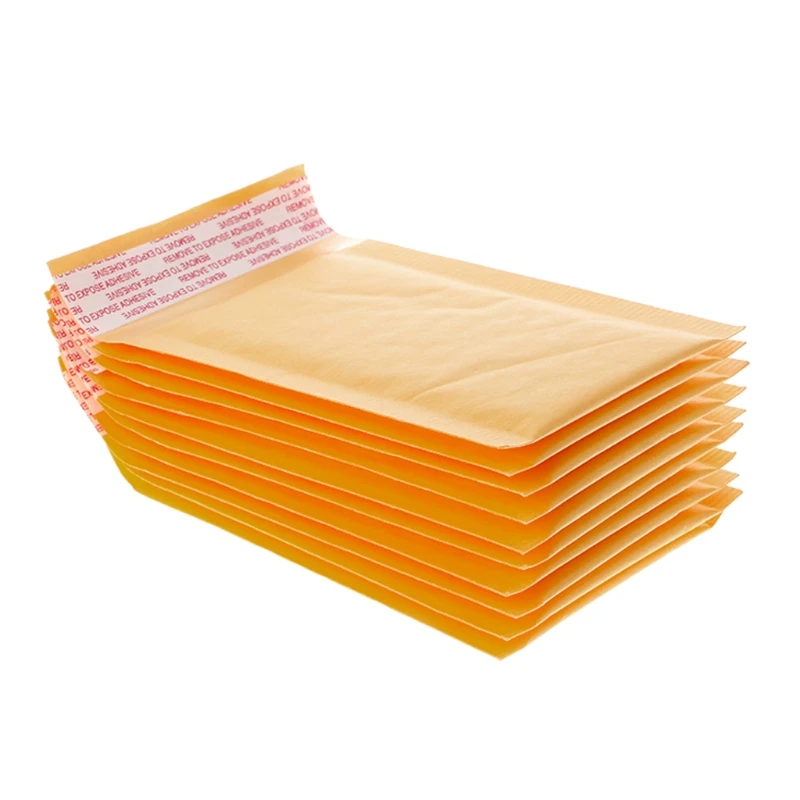 10 шт крафтовый конверт с упаковочной пленкой внутри желтый мягкий Почтовый пакет бумажный Доставка Конверты