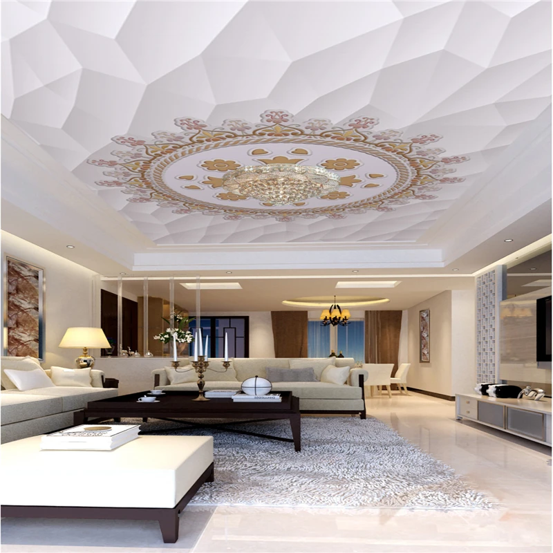Us 12 98 41 Off Beibehang European Reliefs Geometric Pattern Ceiling Photo Wallpaper 3d Ceiling Mural Living Room Theme Hotel Decor 3d Wallpaper In