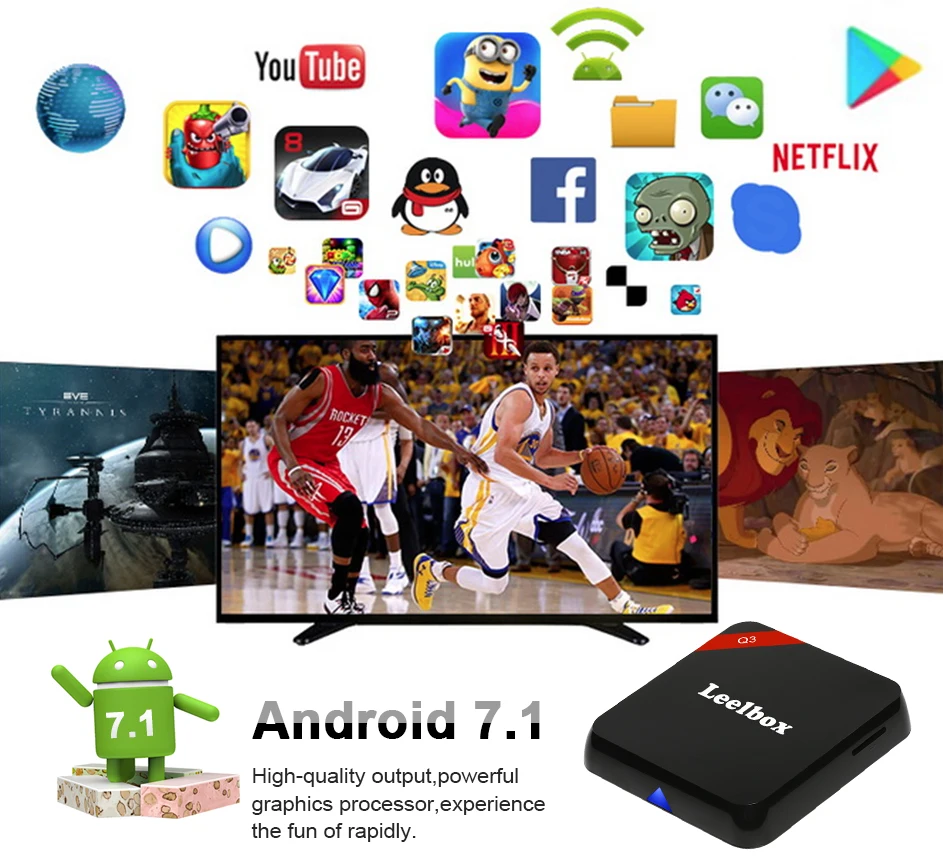 Leelbox Q3 Smart Android 7.1 TV Box 2G 16G Wifi BT 4.0 1000M Smart TV Box Support movie Media player Video Recording Set Top Box Leelbox Q3 Smart Android 7.1 TV Box 2G 16G Wifi BT 4.0 1000M Smart TV Box Support movie Media player Video Recording Set Top Box