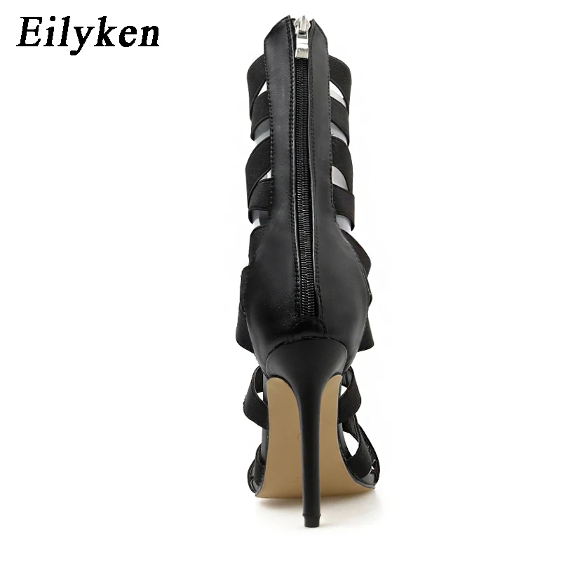 Eilyken; модные летние эластичные сапоги; босоножки; пикантные женские сапоги на молнии с острым носком на тонком каблуке; Размеры 35-43
