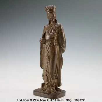 

TNUKK Elaborate Chinese Classical Vintage Wood Hand Carved Ancient China Famous Figure "Zhu Ge Liang" Statue.