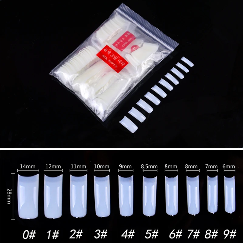 500 шт./упак. 10 размеров обнаженные белые накладные декоративные ногти дизайн Советы французские акриловые УФ салон дизайн Маникюрный Инструмент