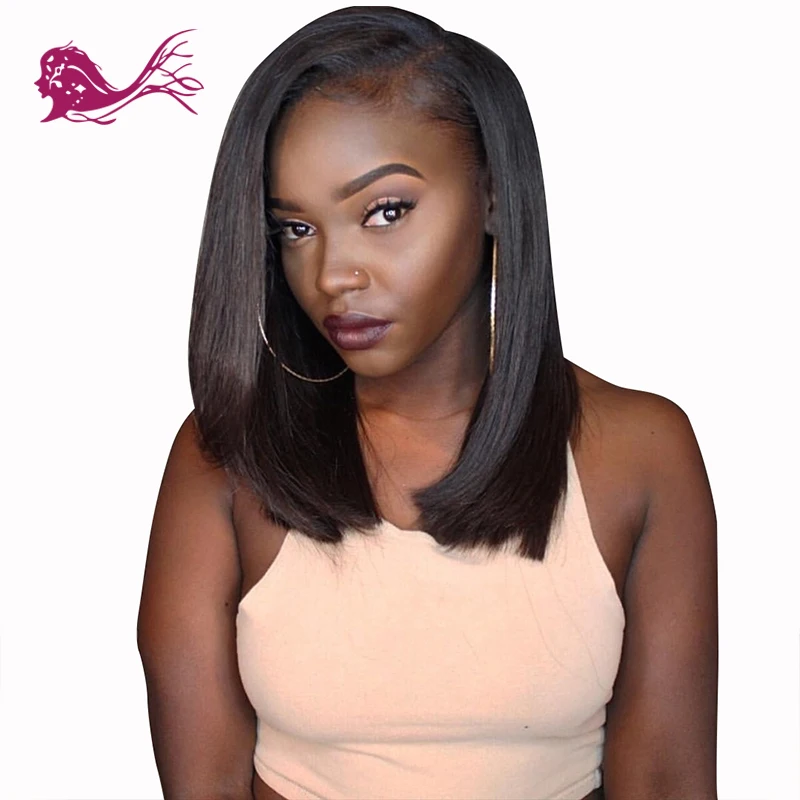 

EAYON HAIR 130% Density Glueless 360 Lace Frontal Remy Hair Natural Bob Straight Wigs For Black Women With Baby Hair