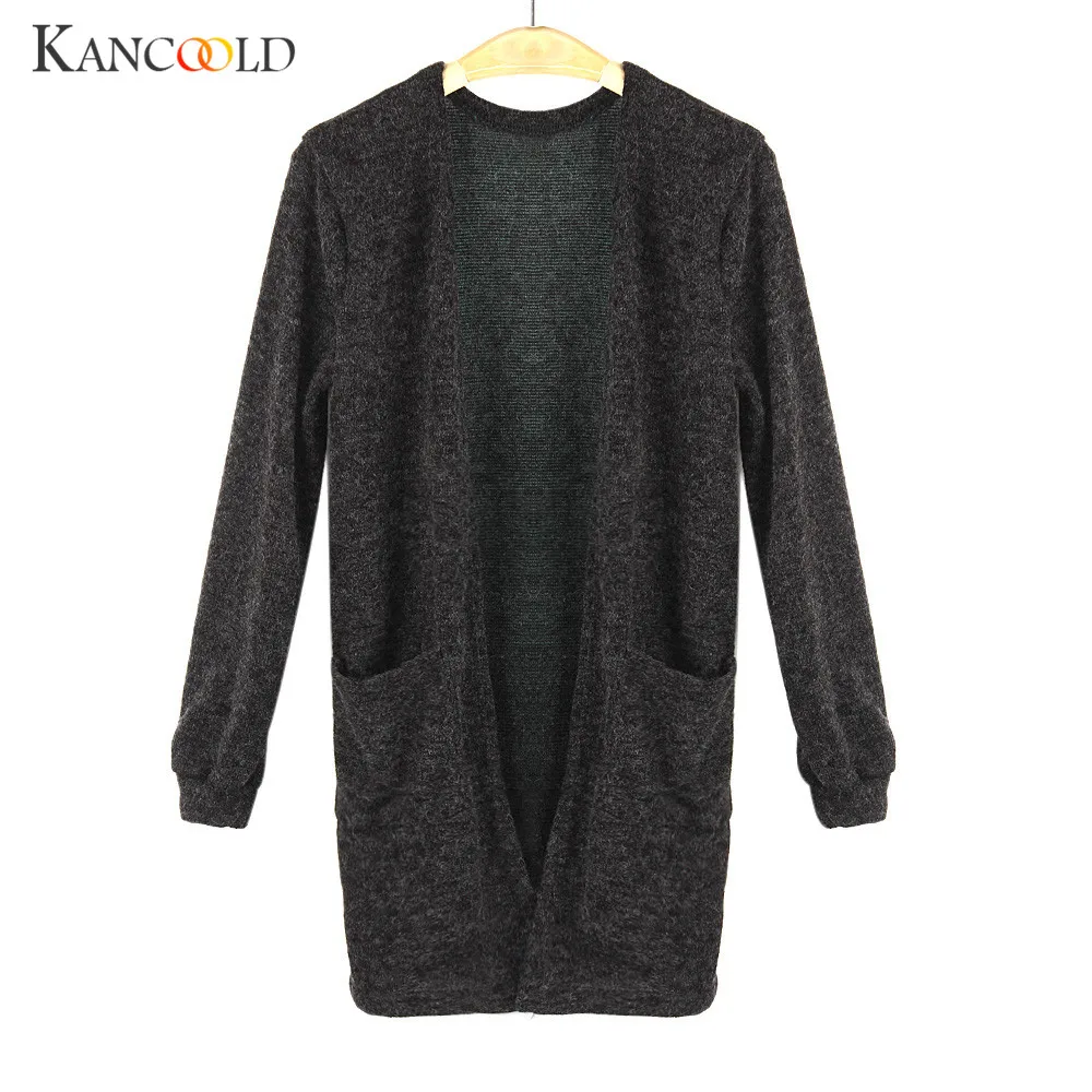 

2017 Casual Woman Pockets Cardigans Outerwear Lady Open Stitch Basic Coats Autumn Women SEPP21