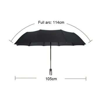 

Newly Wind Resistant Folding Automatic Umbrella Rain Big Rain Parasol Umbrella Black Coating 10 Ribs MK