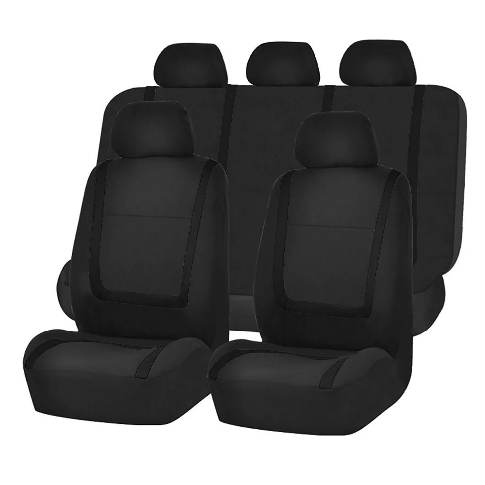 

Car Seat Covers Universal Fit Front Rear Seat Full Cover Interior Accessories red blue gray beige line hot sale for solid seat